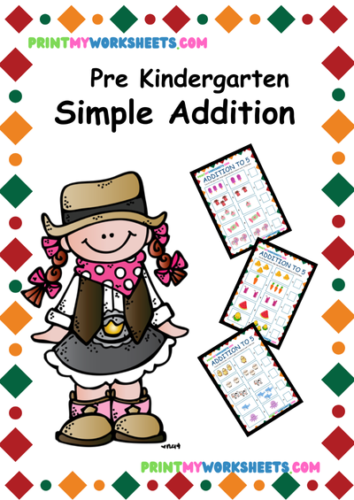 Simple Addition Maths I Worksheet | Free Downloadable PDF Pre Kindergarten