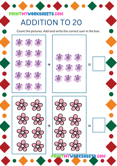 Simple Addition Maths III Worksheet |Free Downloadable PDF Pre Kindergarten