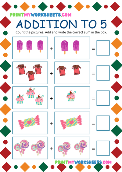 Simple Addition Maths I Worksheet | Free Downloadable PDF Pre Kindergarten