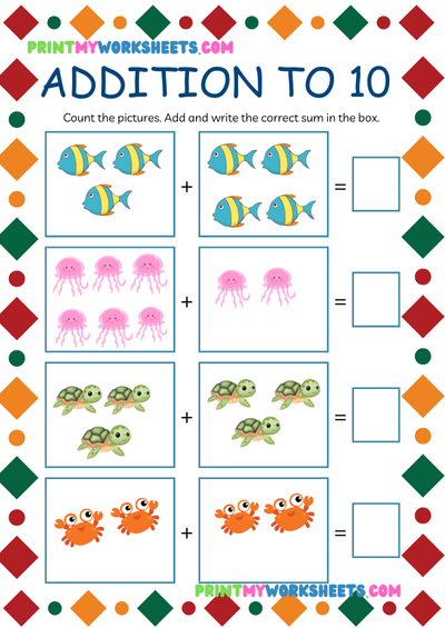 Simple Addition Maths II | Free Downloadable PDF Pre Kindergarten