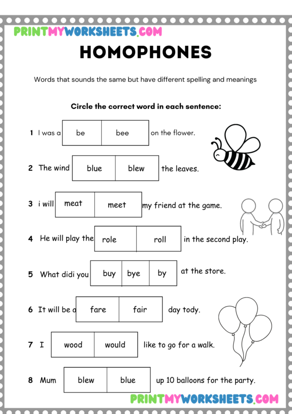 Homophones & Homonyms Worksheet | Free Printable PDF for Third Grade & Homeschool - Image 2