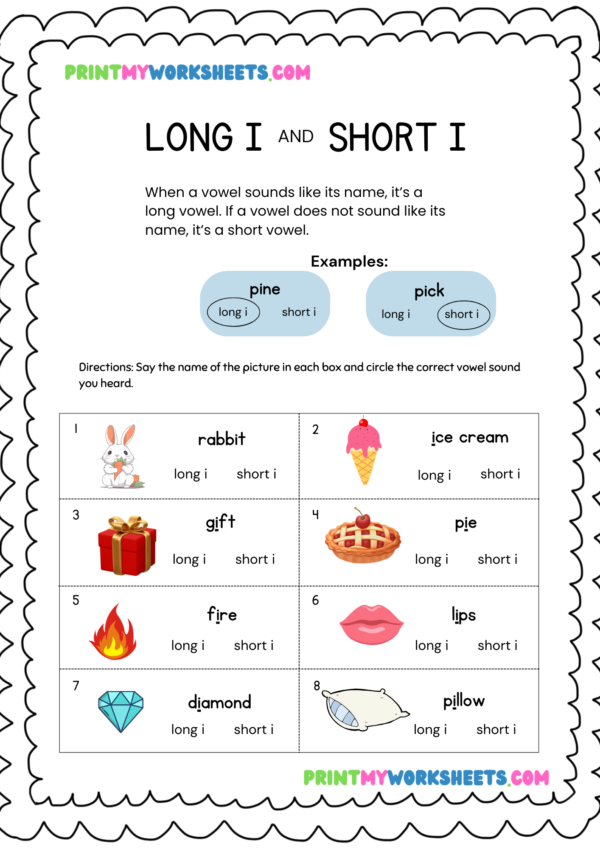 Long and Short Vowel Sounds Worksheet for 3rd Grade | Free Spelling & Phonics PDF Download - Image 2