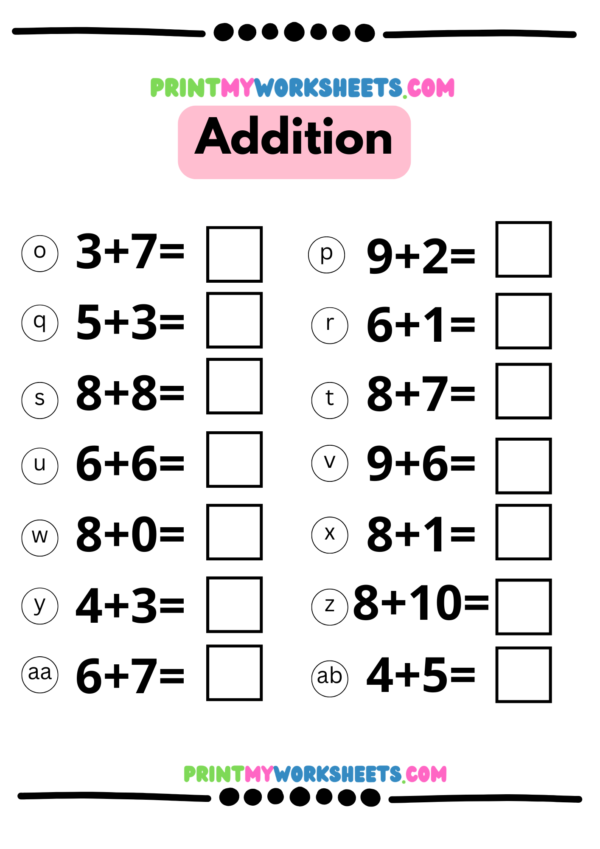 Simple Addition Worksheet for Kindergarten | Free Math PDF Download for Kids - Image 3