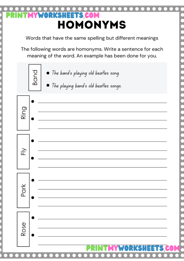 Homophones & Homonyms Worksheet | Free Printable PDF for Third Grade & Homeschool - Image 3