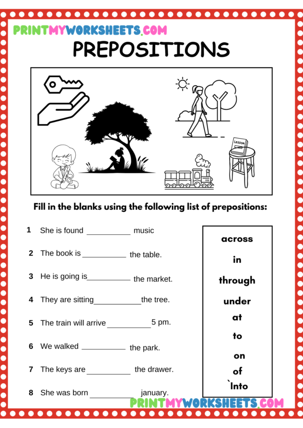 Prepositions and Conjunctions Worksheet for Third Grade | Free PDF Download for Kids - Image 3