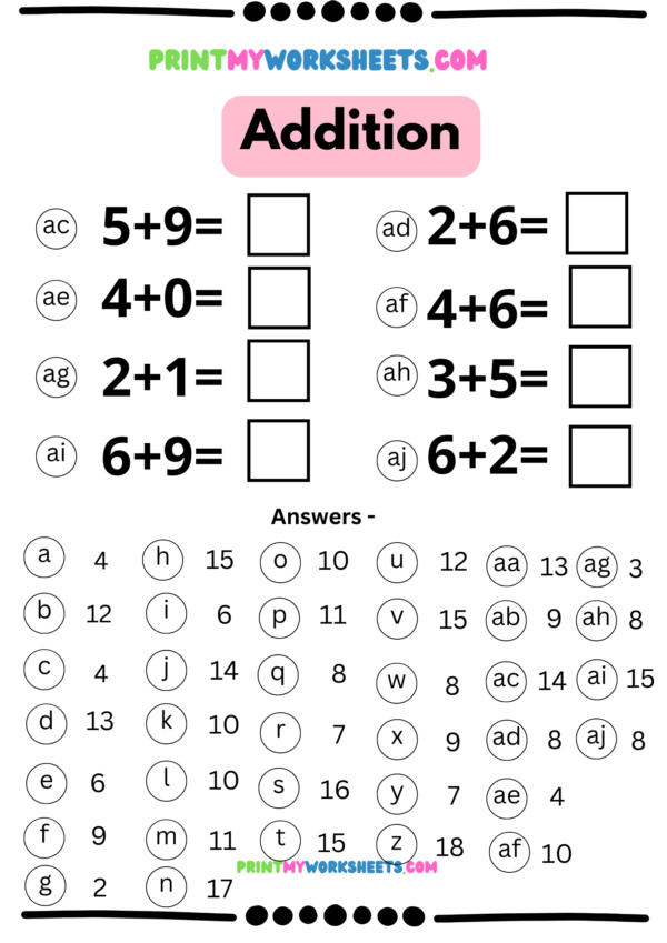 Simple Addition Worksheet for Kindergarten | Free Math PDF Download for Kids - Image 4