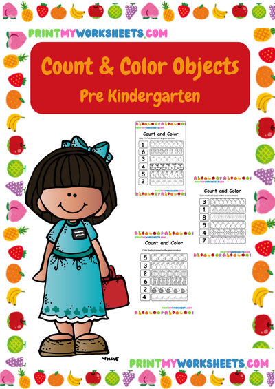 Counting Objects & Color Worksheet for Pre-K | Free Downloadable PDF for Early Math & Coloring Fun