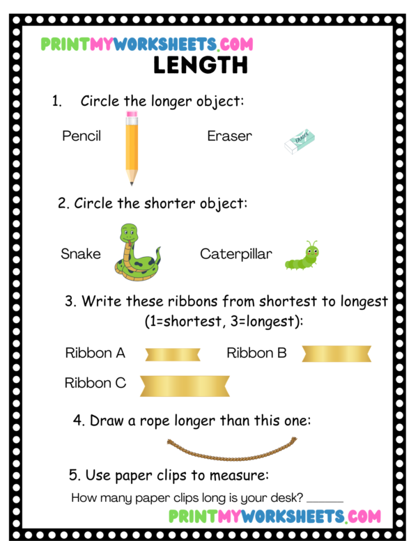 Kindergarten Measurement Worksheet | Free PDF on Comparing Size, Height & Weight - Image 2