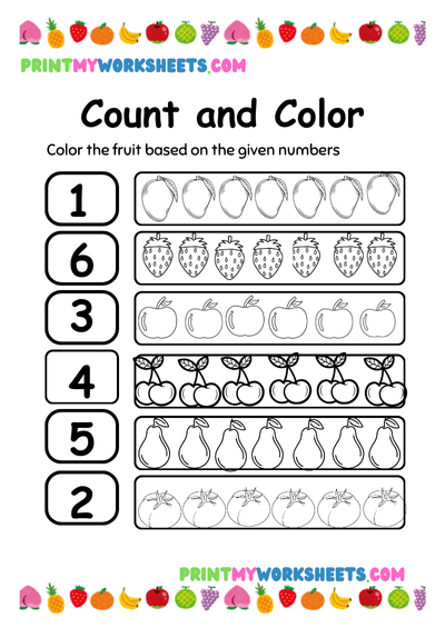 Counting Objects & Color Worksheet for Pre-K | Free Downloadable PDF for Early Math & Coloring Fun