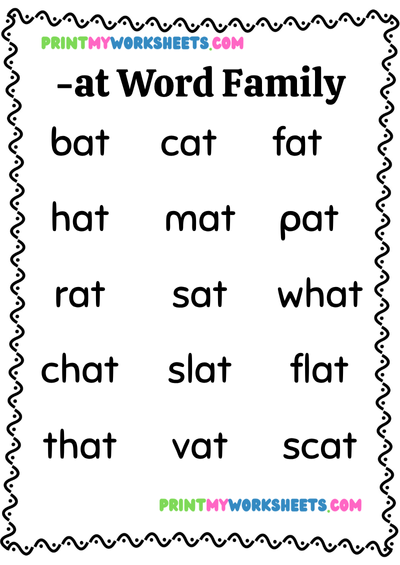 Word Families Worksheet for First Grade | Free Downloadable PDF for Vocabulary Development