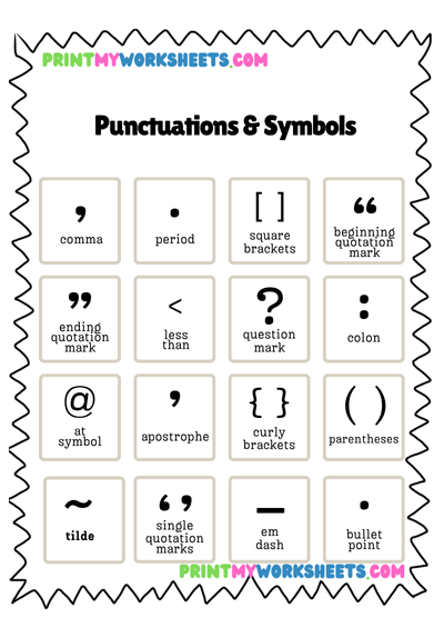 Punctuation Worksheet for First Grade | Free Downloadable PDF on Grammar and Sentence Structure