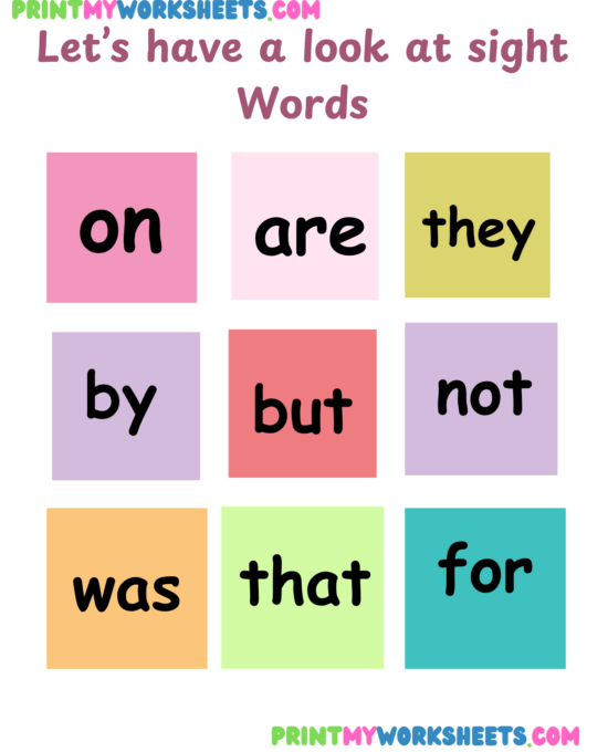 Sight Words Worksheet for Kindergarten | Free English PDF Download for Early Readers