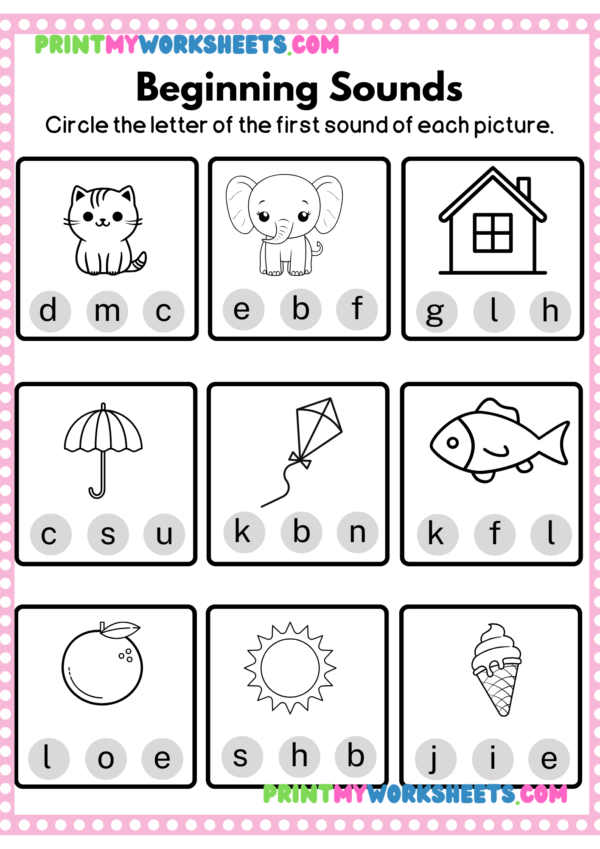 Free Printable Beginning Sounds Worksheet for Pre-K | Phonics Alphabet Practice for Early Learners - Image 2