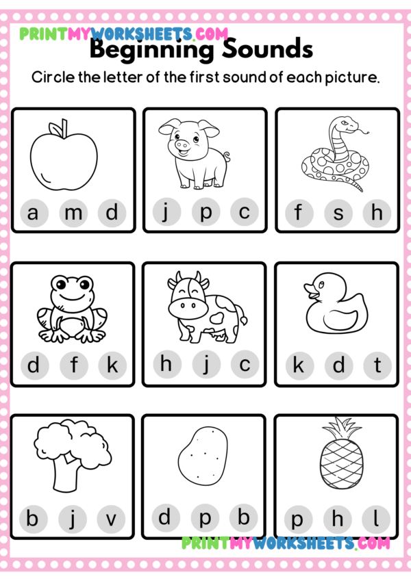 Free Printable Beginning Sounds Worksheet for Pre-K | Phonics Alphabet Practice for Early Learners - Image 3