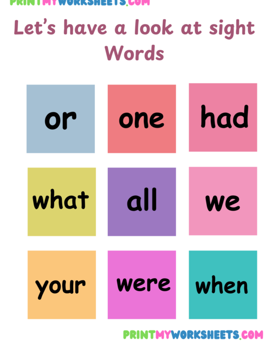 Sight Words II Worksheet for Kindergarten | Free English PDF Download for Early Readers