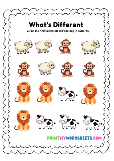 Circle the Odd One Out Worksheet for Pre-K | Free Downloadable English PDF for Early Learners