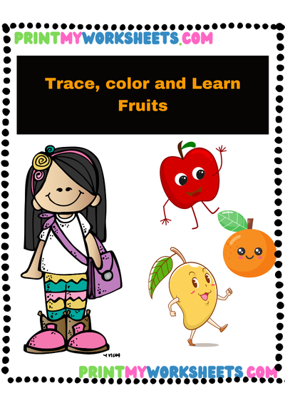 Trace and Learn Fruits Worksheet for Pre-K | Free Downloadable English PDF for Early Learners