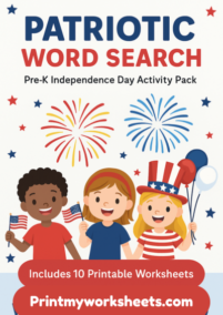 4th of July Word Search Worksheets PDF