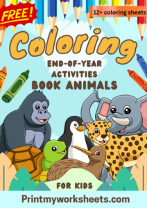 Pre-K End of Year Coloring Worksheets PDF