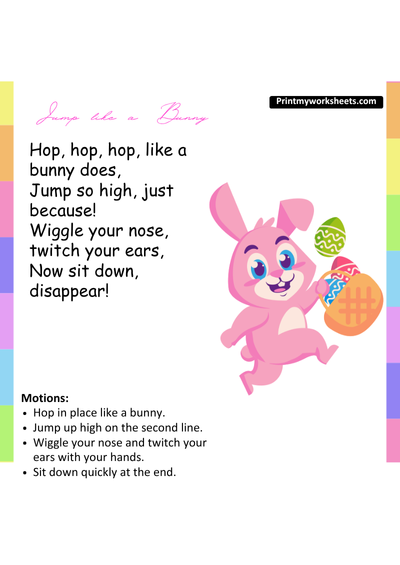 Dance & Motion Rhymes Worksheet | Free First Grade PDF to Build Language, Rhythm, and Gross Motor Skills