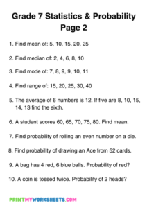 7th Grade Statistics and Probability Worksheets PDF | Free Math ...