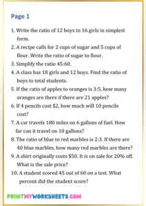 7th Grade Ratios, Proportions, and Percents Worksheets PDF | Free Math ...