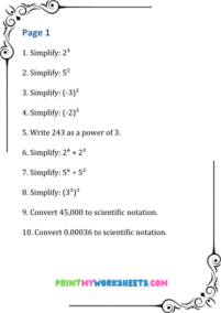 7th Grade Exponents and Scientific Notation Worksheets PDF | Free Math ...