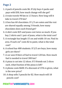 7th Grade Multi-Step Word Problems Worksheets PDF | Free Math ...