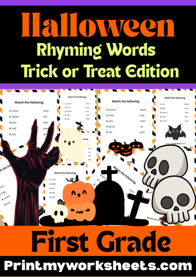 1 Grade Halloween Rhyming Words Worksheets PDF | Free Downloadable 1 Halloween Rhyming Words Worksheets PDF