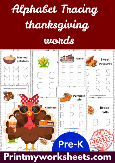 Pre-K Thanksgiving Alphabet Tracing Worksheets PDF | Free Downloadable 1 Pre-K Thanksgiving Alphabet Tracing Worksheets PDF