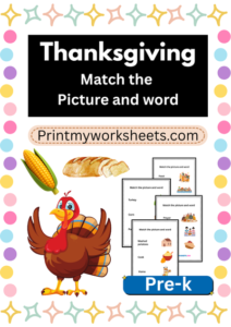 Pre-K Thanksgiving Matching Worksheets PDF