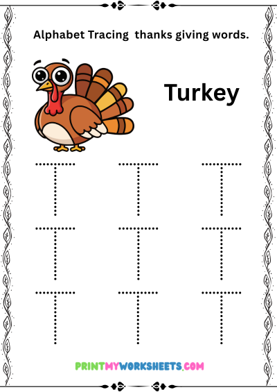 Pre-K Thanksgiving Alphabet Tracing Worksheets PDF | Free Downloadable 2 Pre-K Thanksgiving Alphabet Tracing Worksheets PDF | Free Downloadable - Image 2