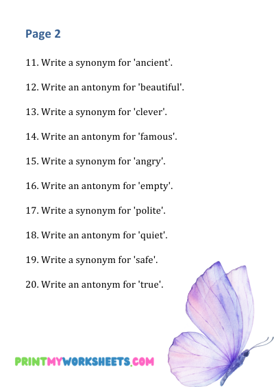 6th Grade Synonyms and Antonyms Worksheets PDF | Free Downloadable 3 6th Grade Synonyms and Antonyms Worksheets PDF | Free Downloadable - Image 3