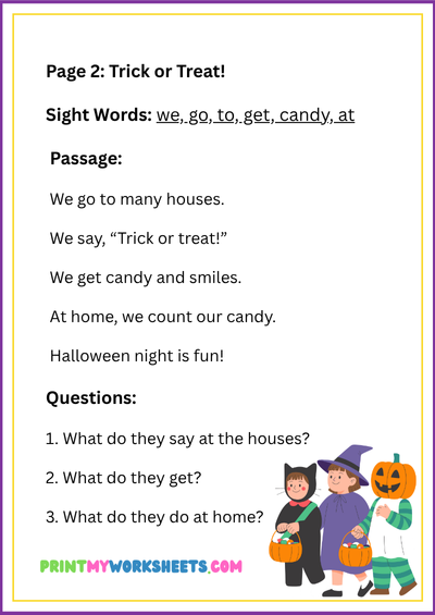 Halloween Sight Word Worksheets PDF | Free 1st Grade Downloadable – Spooky Reading Practice Pack 3 Halloween Sight Word Worksheets PDF | Free 1st Grade Downloadable – Spooky Reading Practice Pack - Image 3
