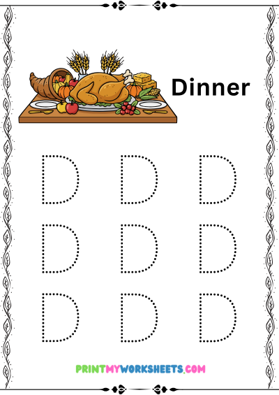 Pre-K Thanksgiving Alphabet Tracing Worksheets PDF | Free Downloadable 3 Pre-K Thanksgiving Alphabet Tracing Worksheets PDF | Free Downloadable - Image 3