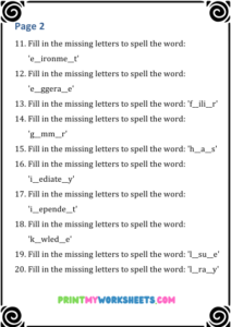 6th Grade Spelling Worksheets PDF – Word Study Practice with Answer Key ...