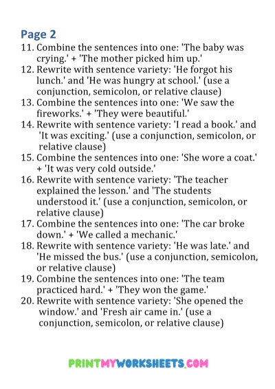 6th Grade Sentence Combining Worksheets PDF | Free English Downloadable 3 6th Grade Sentence Combining Worksheets PDF | Free English Downloadable - Image 3
