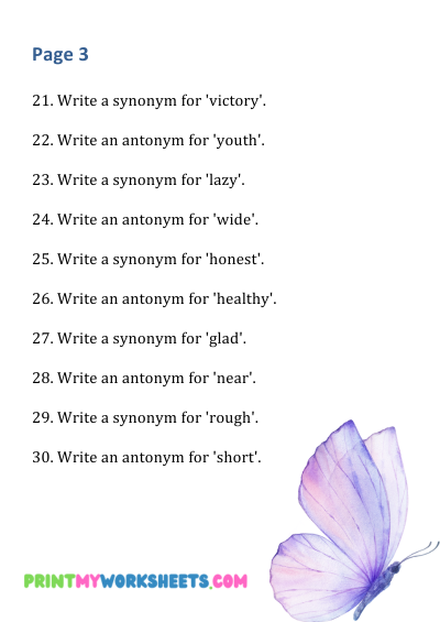 6th Grade Synonyms and Antonyms Worksheets PDF | Free Downloadable 4 6th Grade Synonyms and Antonyms Worksheets PDF | Free Downloadable - Image 4