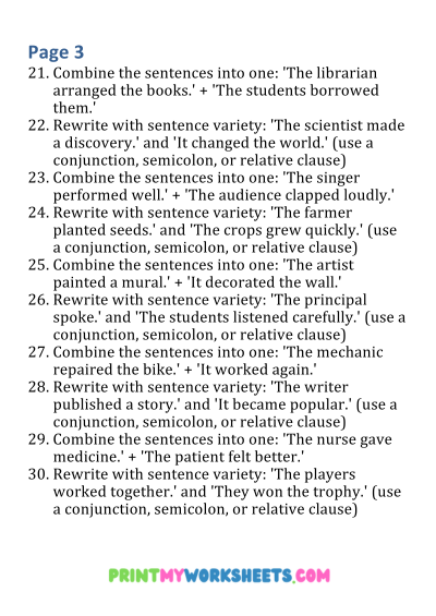 6th Grade Sentence Combining Worksheets PDF | Free English Downloadable 4 6th Grade Sentence Combining Worksheets PDF | Free English Downloadable - Image 4