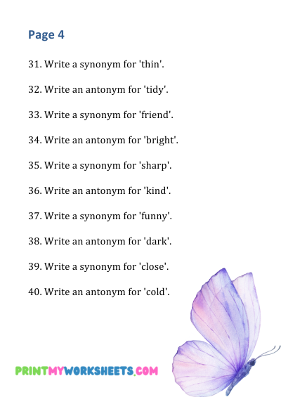 6th Grade Synonyms and Antonyms Worksheets PDF | Free Downloadable 5 6th Grade Synonyms and Antonyms Worksheets PDF | Free Downloadable - Image 5