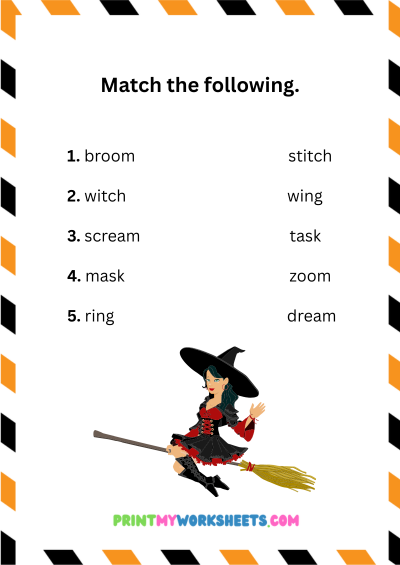 1 Grade Halloween Rhyming Words Worksheets PDF | Free Downloadable 5 1 Grade Halloween Rhyming Words Worksheets PDF | Free Downloadable - Image 5