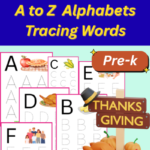 Pre-K Thanksgiving A to Z Alphabet Tracing Worksheets PDF
