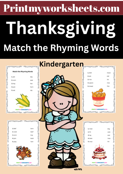 Kindergarten Thanksgiving Rhyming Words Worksheets PDF | Free Downloadable 1 Kindergarten Thanksgiving Rhyming Words Worksheets PDF