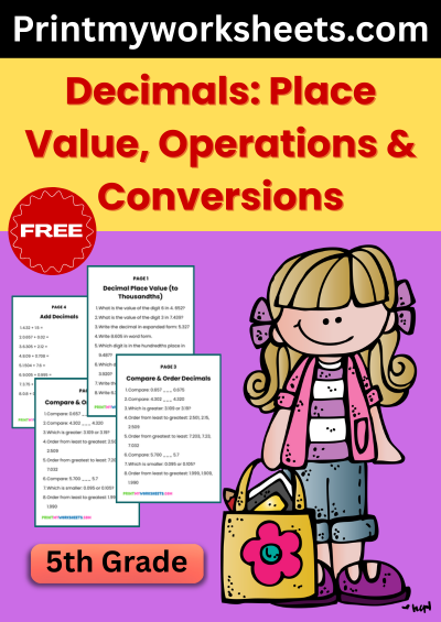 5th Grade Decimals Worksheets PDF