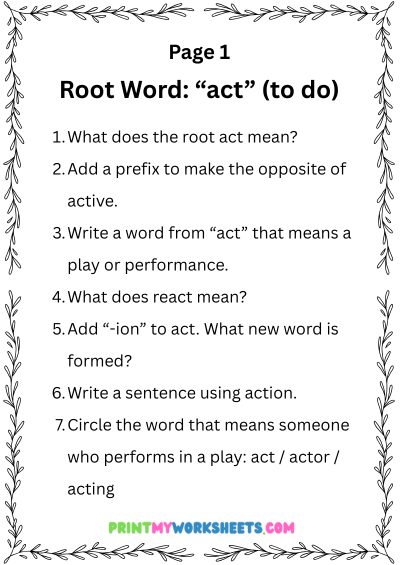 5th Grade Root Words Worksheets PDF | Free Downloadable 2 5th Grade Root Words Worksheets PDF | Free Downloadable - Image 2