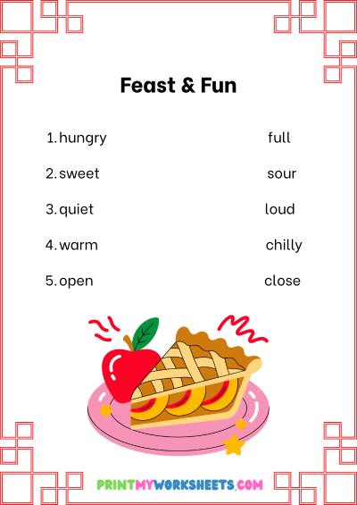 Pre-k Thanksgiving Synonyms and Antonyms Worksheets PDF | Free Downloadable 4 Pre-k Thanksgiving Synonyms and Antonyms Worksheets PDF | Free Downloadable - Image 4