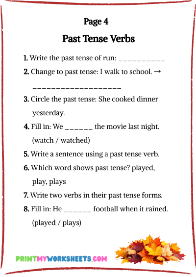 5th Grade Verbs Worksheets PDF | Free Downloadable 5 5th Grade Verbs Worksheets PDF | Free Downloadable - Image 5
