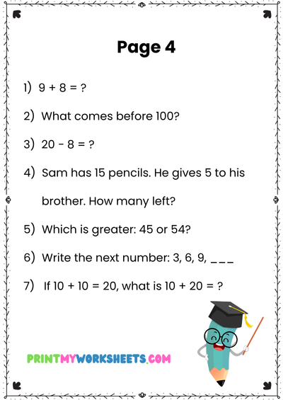 1st Grade Math Olympiad Worksheets | Beginner Practice – Printable Skill Builder 5 1st Grade Math Olympiad Worksheets | Beginner Practice – Printable Skill Builder - Image 5