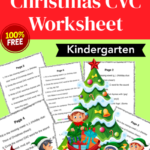 Kindergarten Christmas CVC Worksheets PDF