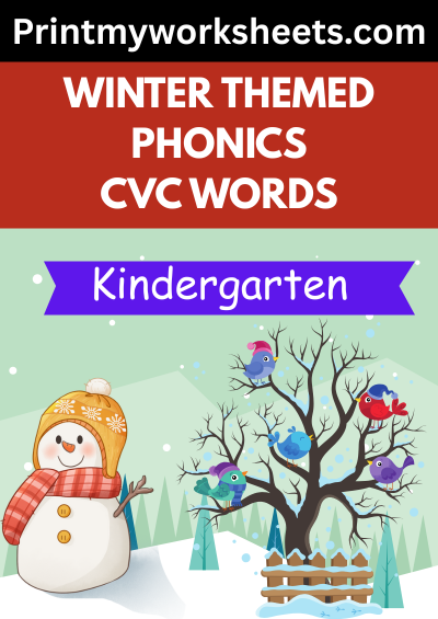 Kindergarten Winter CVC Words Worksheets PDF | Free Downloadable
